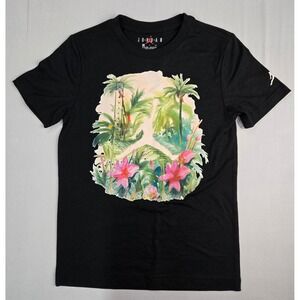 Jordan Boys Tropical Jumpman Graphic T-Shirt Black Size S 8-10 95F049-023